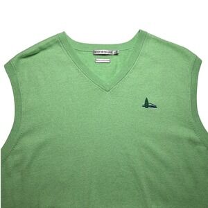 Peter Millar Mens Large Green Sweater Vest Cotton Cashmere Golf Preppy